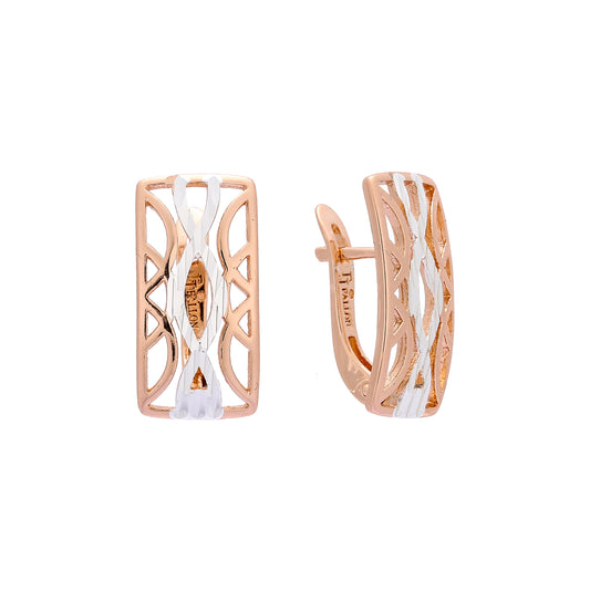 Pendientes en Oro Rosa, baño de dos colores
