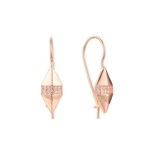 Aretes de gancho de alambre en Oro 14K, oro rosa, baño de dos colores