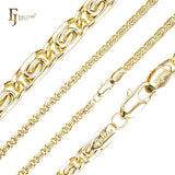 Flanco redondeado clásico Eslabón de caracol Oro 14K, Cadenas de oro blanco