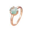 Solitario Apple Green CZ Anillos de oro rosa