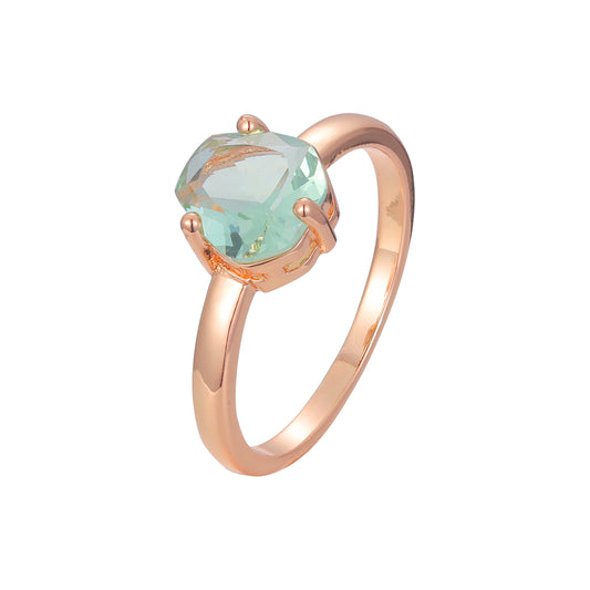 Solitario Apple Green CZ Anillos de oro rosa