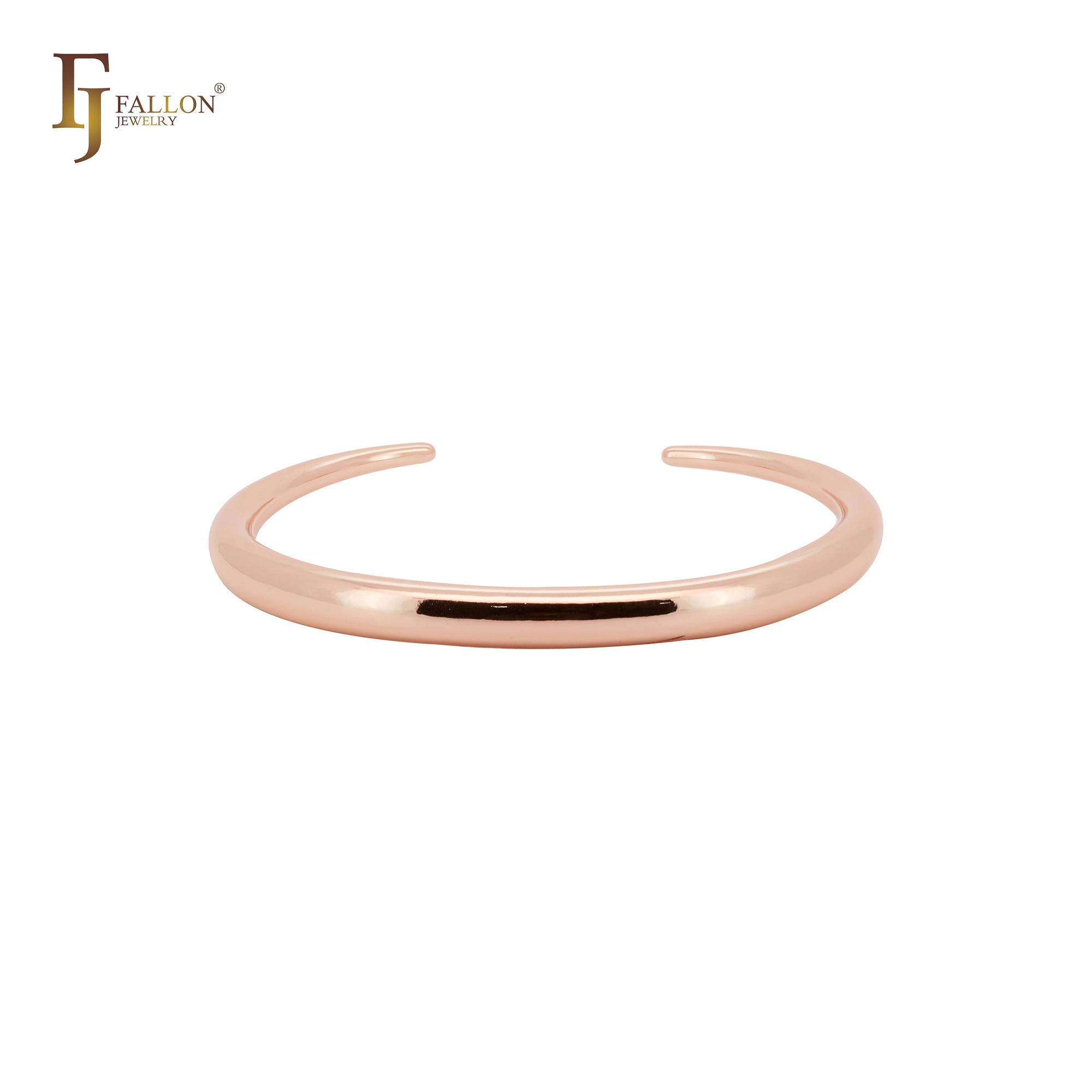 Pulseras tipo brazalete abiertas de oro de 14 quilates, oro rosa y oro blanco de forma sencilla