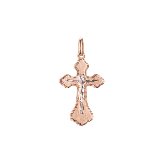 Eastern Orthodox Russian budded pendant in 14K Gold, Rose Gold two tone & White Gold plating colors