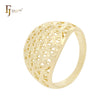 Anillos de moda de oro de 14 quilates con textura de flor de filigrana
