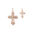 Rose Gold two tone Russian Orthodox Cross budded pendant