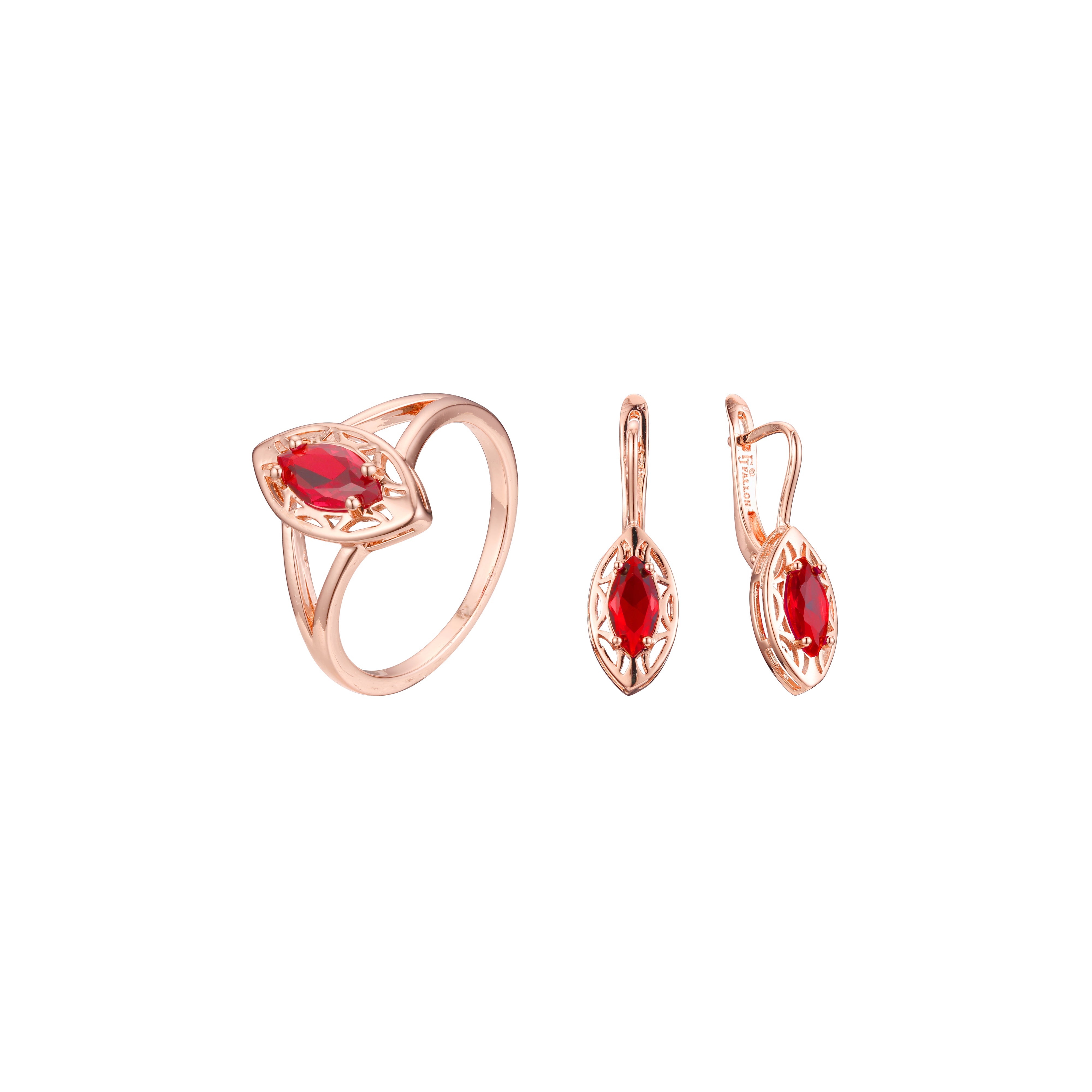 Solitario de oro rosa con piedra marquesa engastada