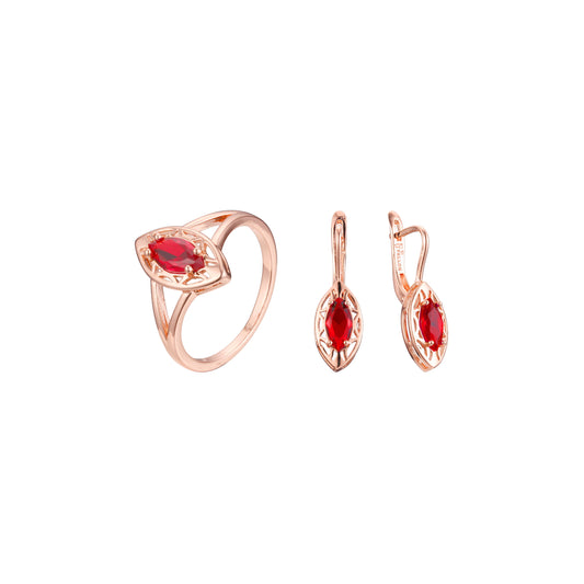 Solitario de oro rosa con piedra marquesa engastada