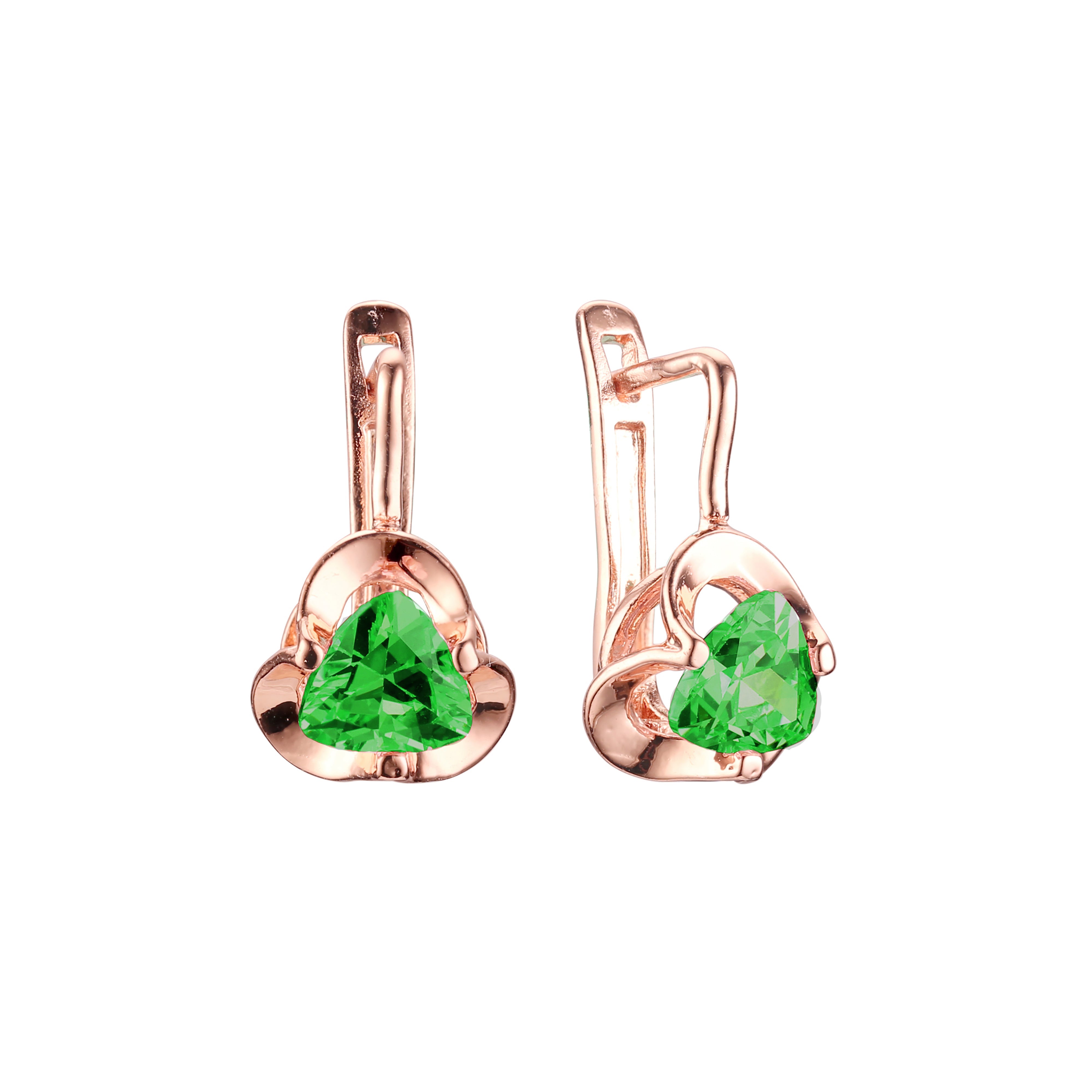 .Pendientes de circonita blanca con solitario con garras de oro rosa