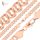Cable entrelazado de corazones eslabonando cadenas GQ chapadas en oro blanco y oro rosa