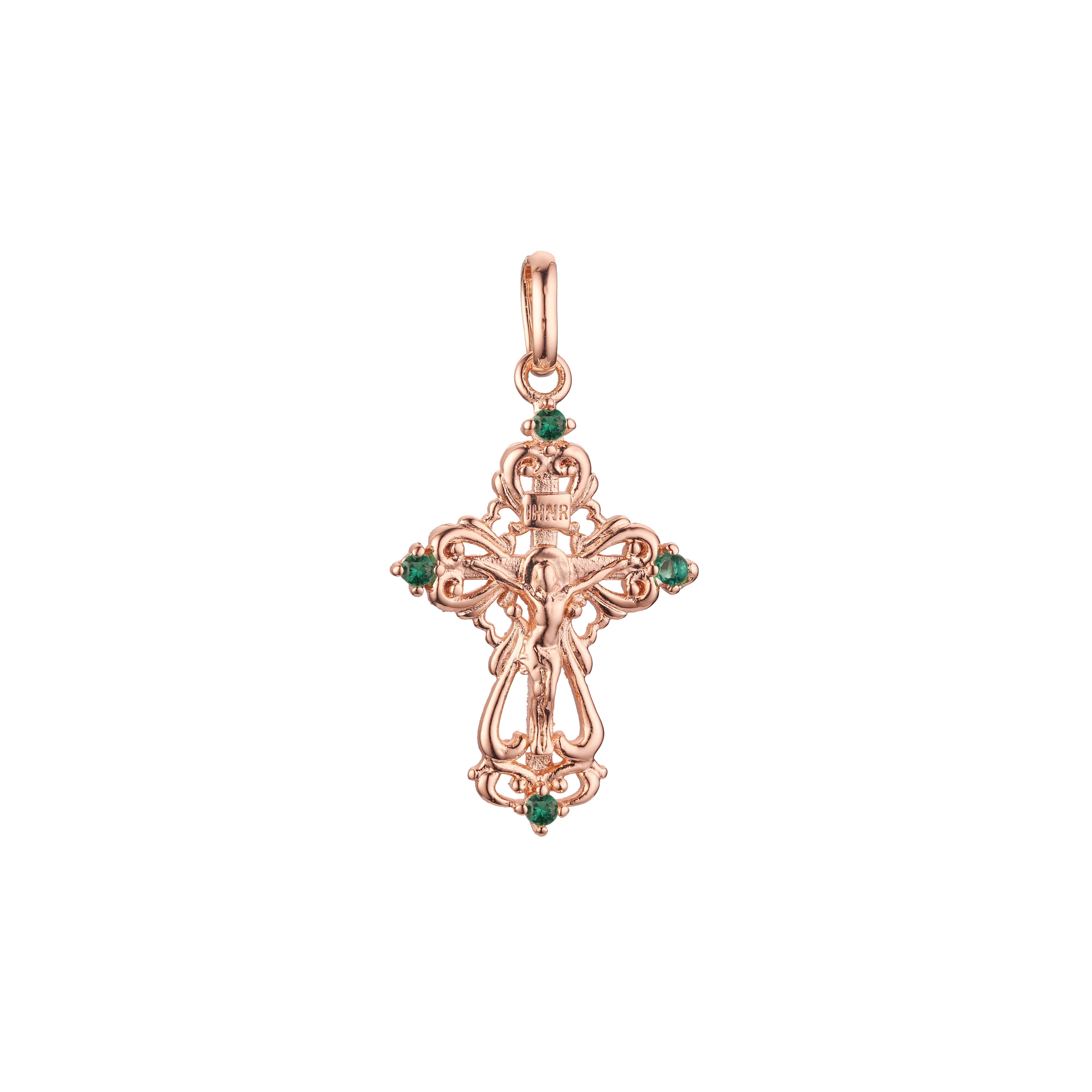 Maltese Eastern Orthodox Russian pendant in Rose Gold two tone, 14K Gold plating colors
