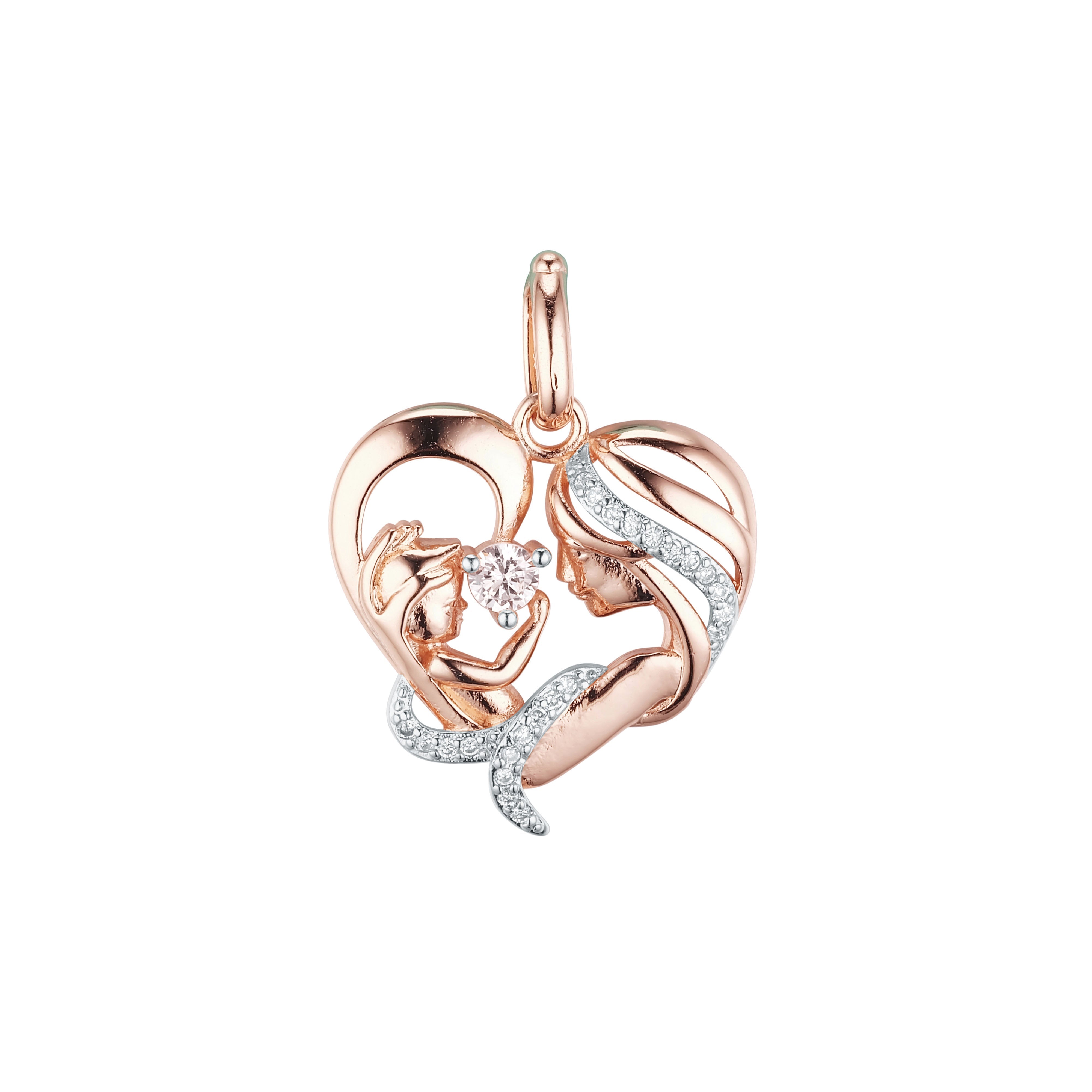 Herz-Mutter-Kind-Anh?nger aus Ros¨¦gold, 14 Karat Gold, zweifarbige Beschichtung