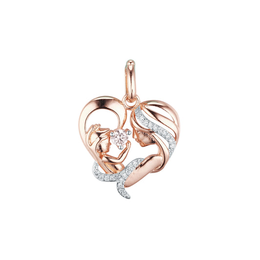 Herz-Mutter-Kind-Anh?nger aus Ros¨¦gold, 14 Karat Gold, zweifarbige Beschichtung