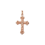 Rose Gold Russian Orthodox Cross budded pendant