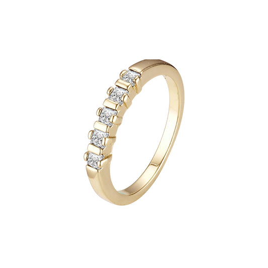 Alianza Oro 14K cinco anillos piedras talla esmeralda
