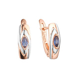 Серьги-клипсы Solitaire Marquise из розового золота, двухцветные