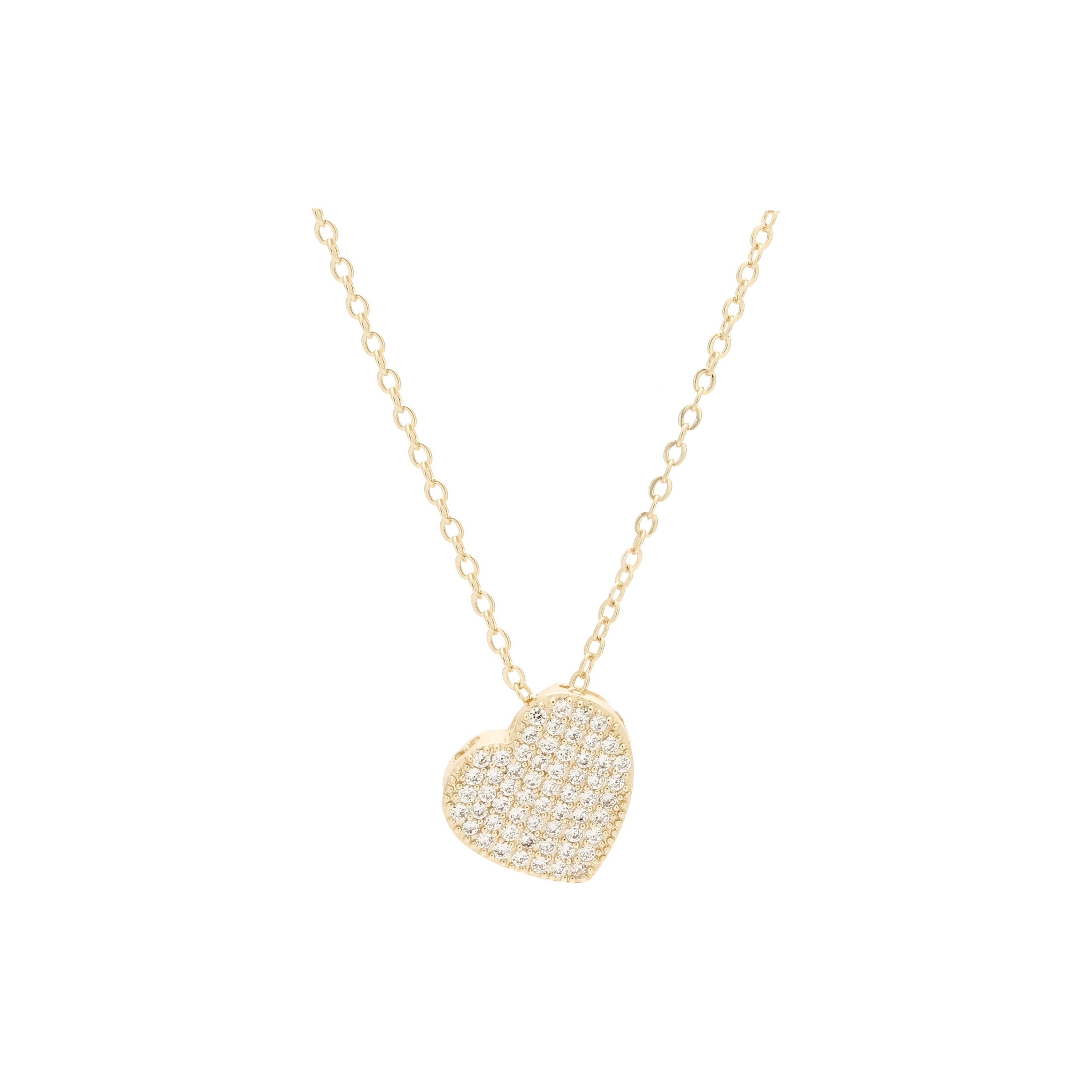 Collar de Oro 14K con corazón empedrado