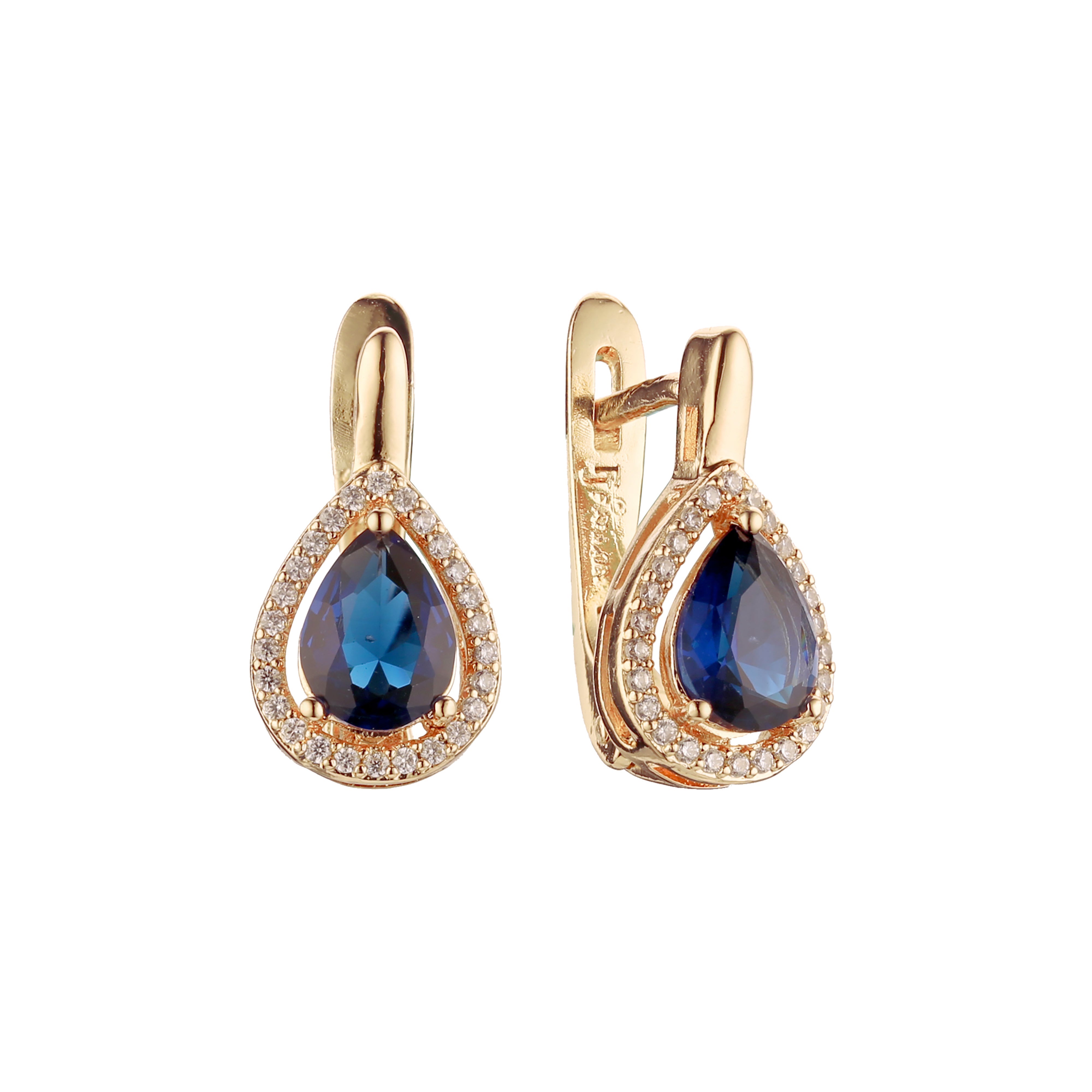 Pendientes de oro rosa de 14 quilates con circonitas cúbicas en forma de lágrima y halo grande