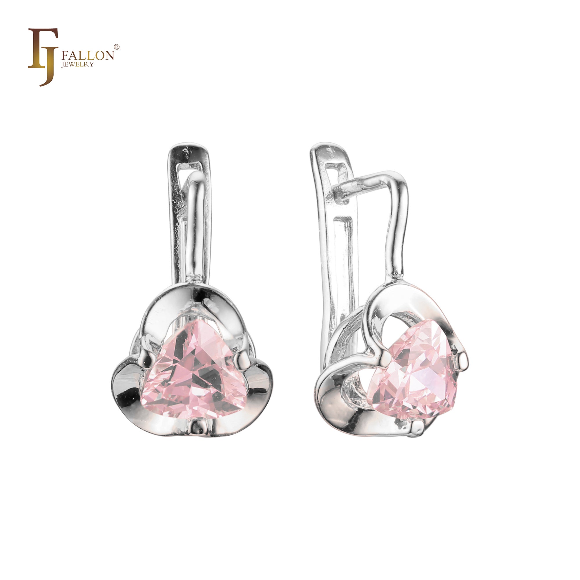 .Pendientes de circonita blanca con solitario con garras de oro rosa