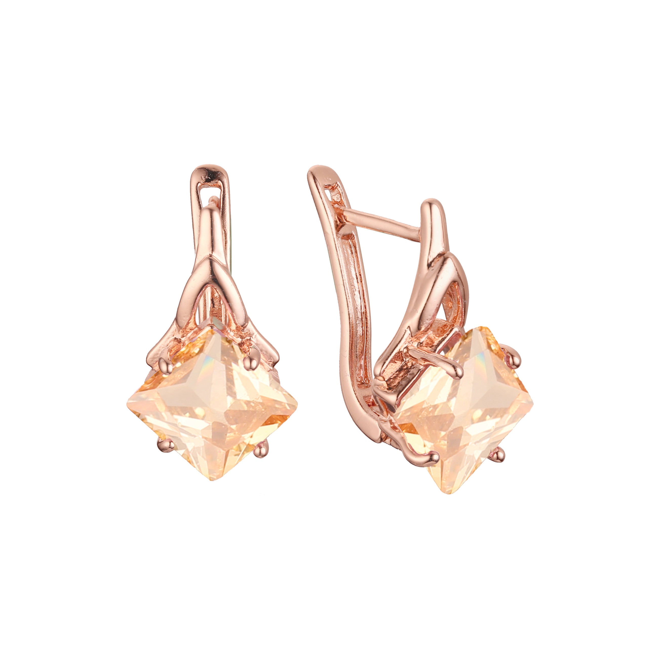 Aretes en Oro 14K, Oro Blanco, Baño en Oro Rosa colores