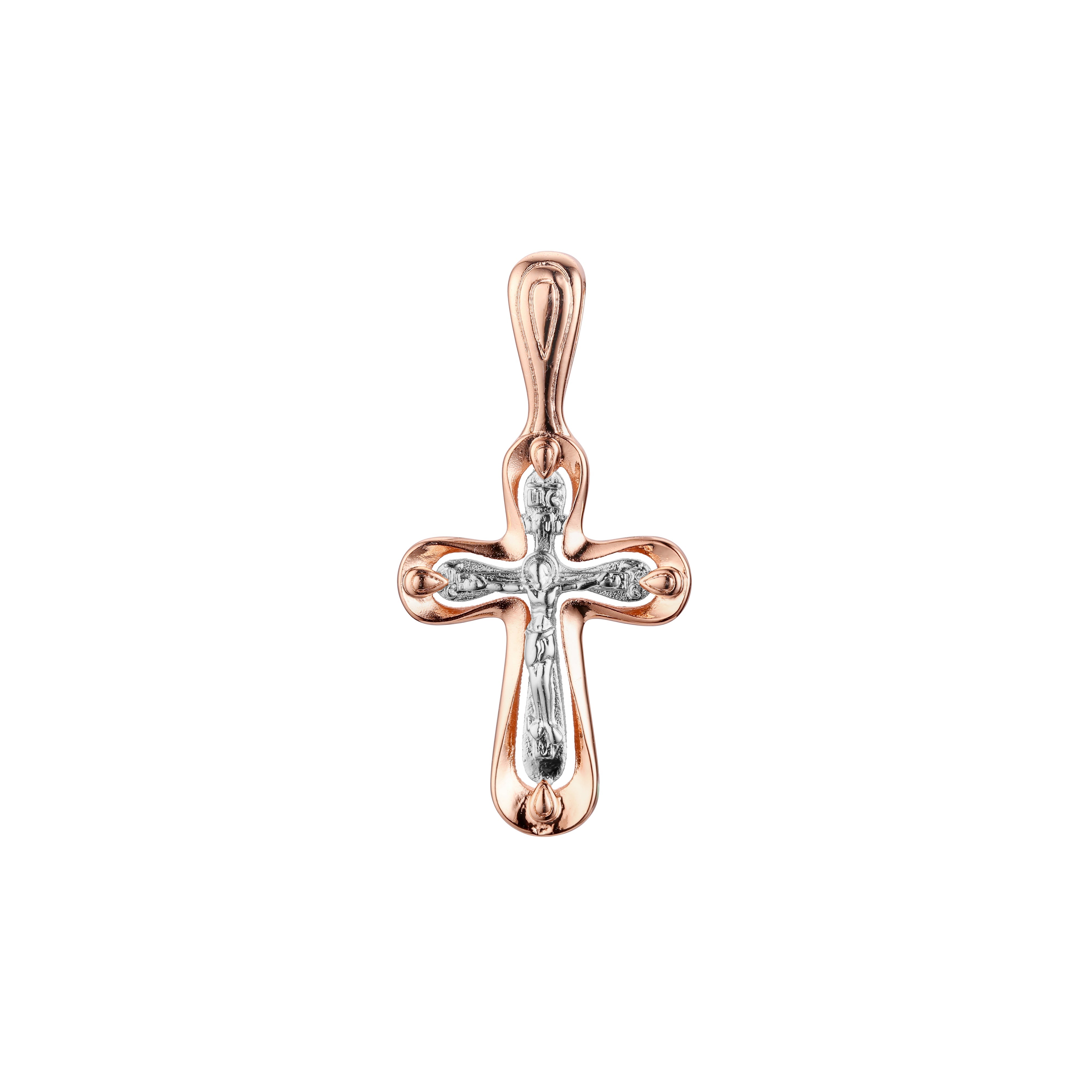 Eastern Orthodox Russian pendant in Rose Gold two tone, 14K Gold plating colors