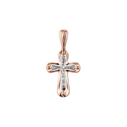 Eastern Orthodox Russian pendant in Rose Gold two tone, 14K Gold plating colors