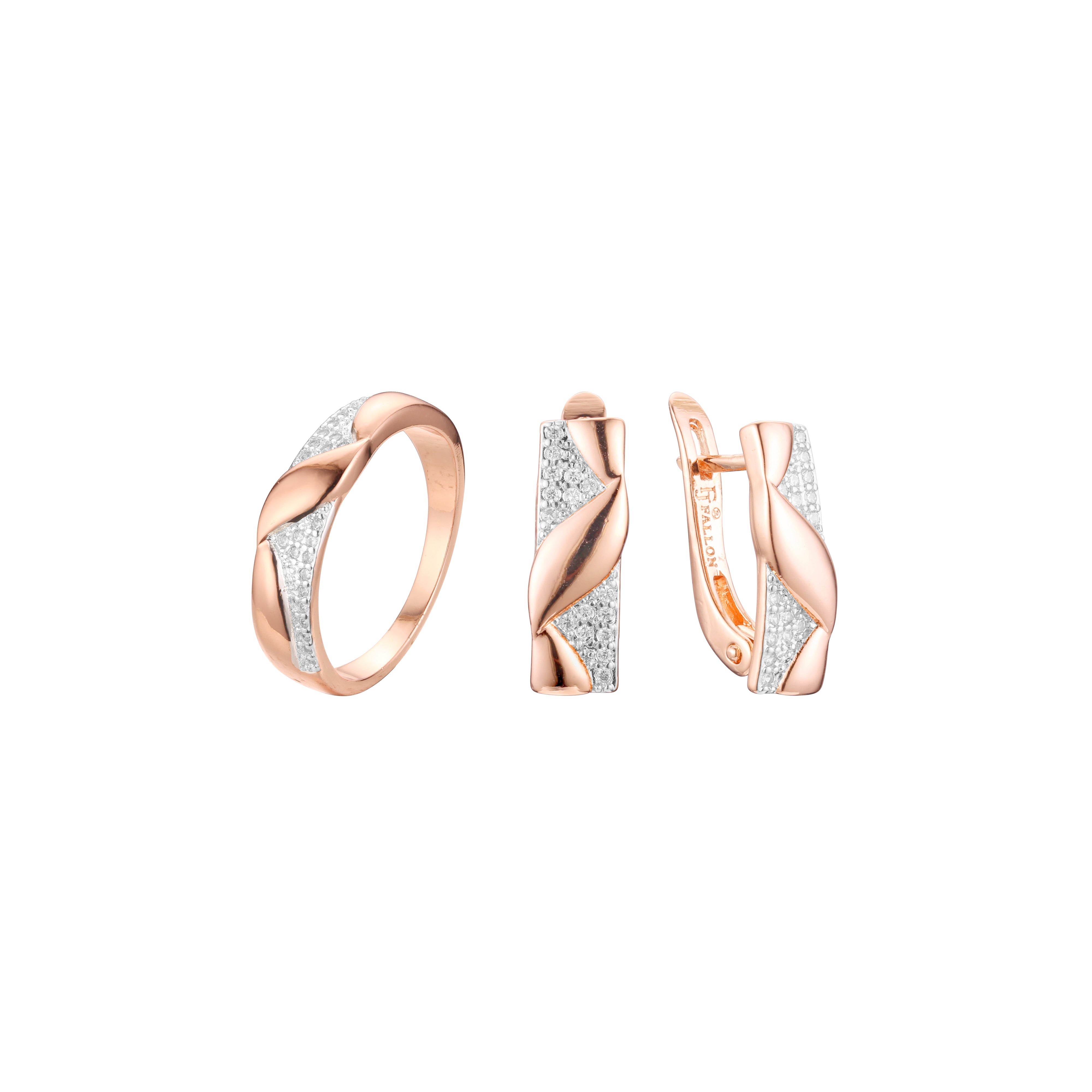 Ros¨¦gold-rote Cluster-Marquise-Steine-Ringe-Schmuckset