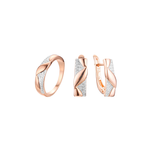Ros¨¦gold-rote Cluster-Marquise-Steine-Ringe-Schmuckset