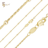 Beads Snail link chains plated in 14K Gold, Rose Gold, two tone