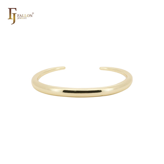 Pulseras tipo brazalete abiertas de oro de 14 quilates, oro rosa y oro blanco de forma sencilla