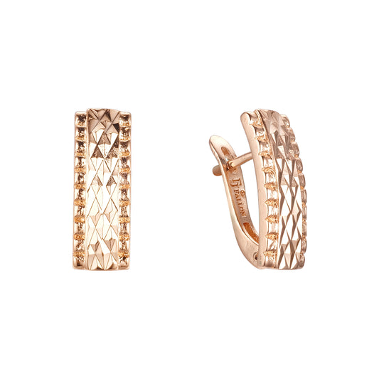 Aretes en Oro 14K, Oro Rosa, baño en dos tonos