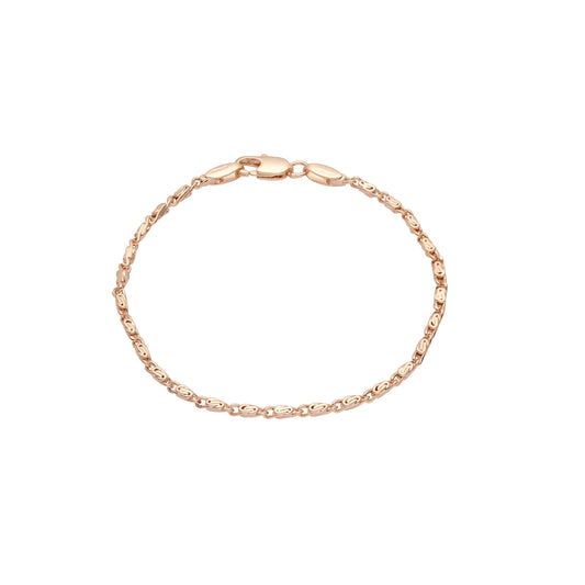 Correntes de ouro rosa com elos de caracol [flanco quadrado]