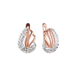 Aretes de hojas en Oro 14K, Oro Rosa, baño en dos tonos