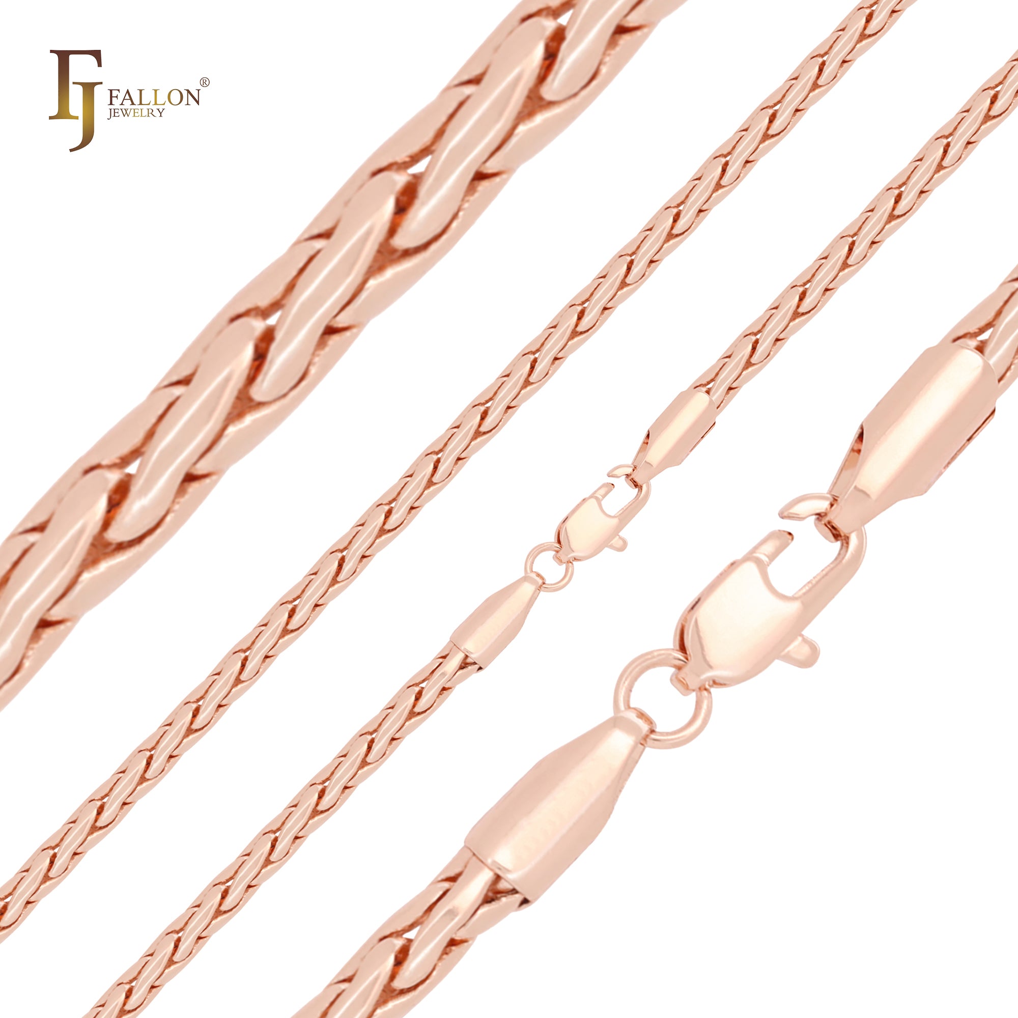 Cadenas finas de trigo Spiga en oro de 14 quilates y oro rosa