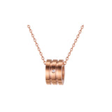 Collar de anillo de cilindro de triple banda de oro rosa