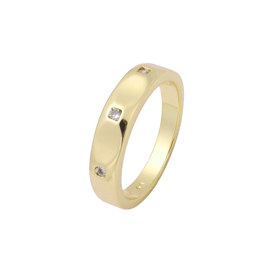 Anillo de bodas con circonitas blancas en oro de 14 quilates y oro rosa.