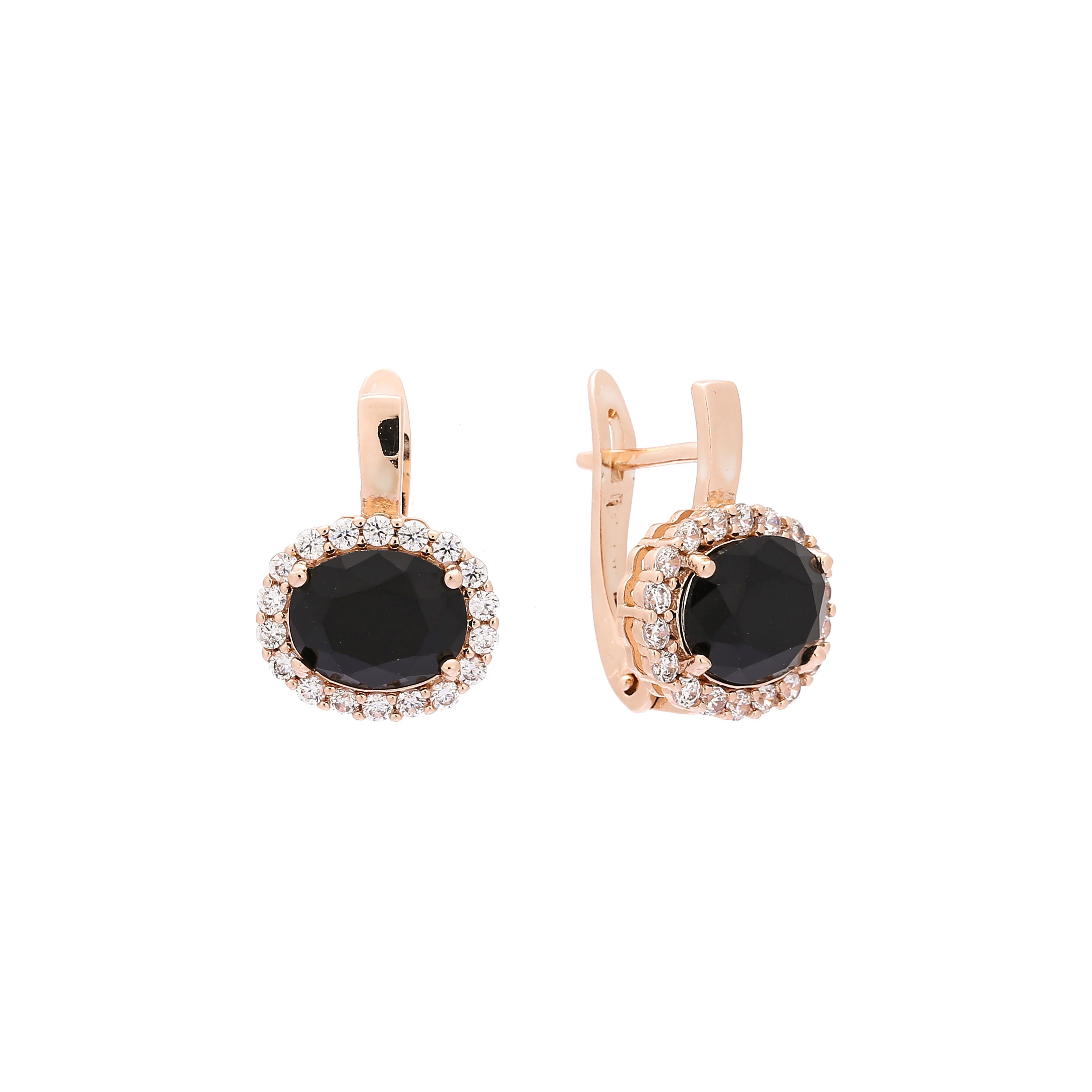 Серьги-галочки Oval Cluster из 14-каратного золота, покрытие розового золота