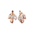 Aretes de circonitas coloridas en racimo de tres hojas en Oro 14K, oro rosa, dos tonos de colores