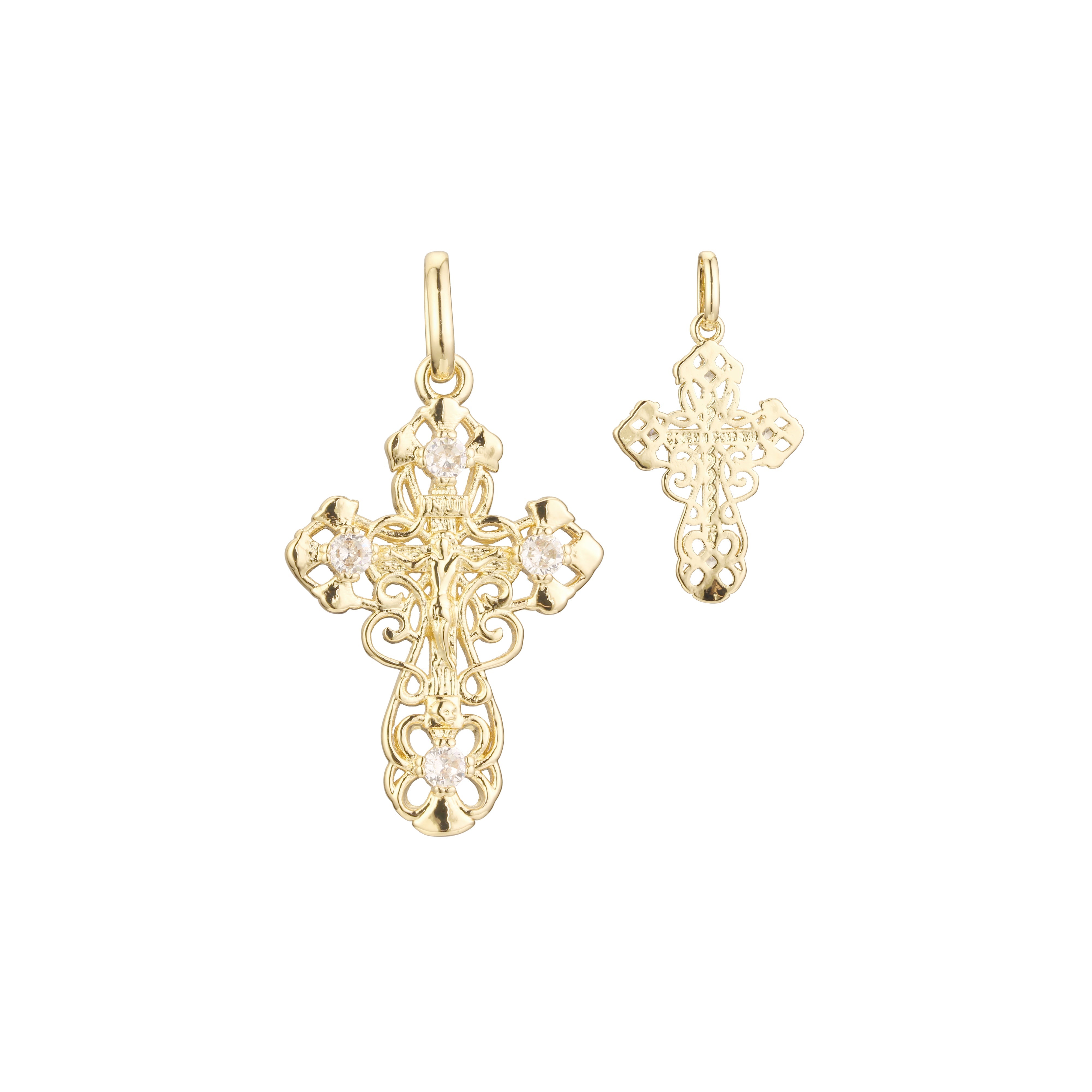 Eastern Orthodox Russian budded pendant in Rose Gold & 14K Gold plating colors