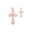 Rose Gold Russian Orthodox Crucifix Cross budded pendant