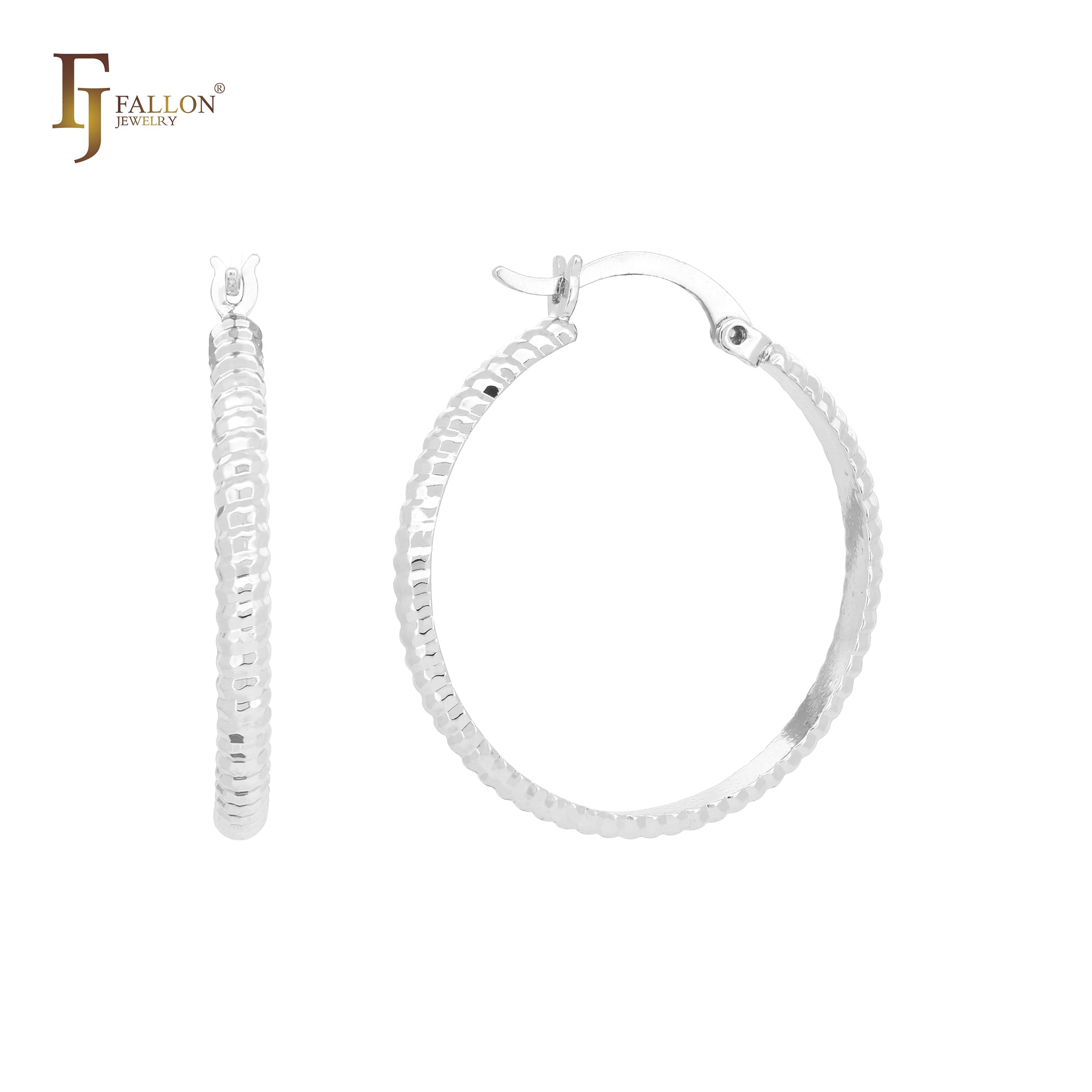 Aros de oro de 14 quilates, oro rosa y oro blanco con textura de cuerda redondeada