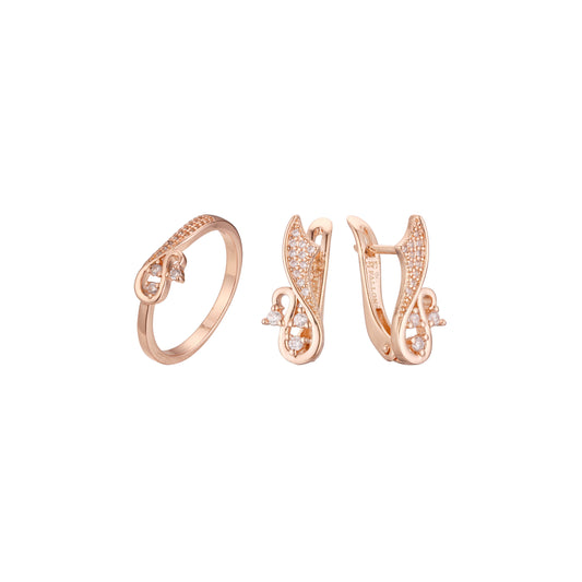 Conjunto de grupo de cisne elegante de oro rosa
