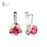 .Pendientes de circonita blanca con solitario con garras de oro rosa
