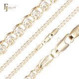 Weaving love cable link chains plated in 14K Gold, two tone, 18K Gold