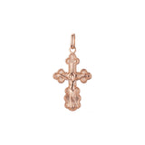 Eastern Orthodox Russian budded pendant in 14K Gold, Rose Gold two tone & White Gold plating colors