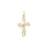 Paved white CZs Eastern Orthodox Russian Rose Gold two tone, 14K Gold pendant
