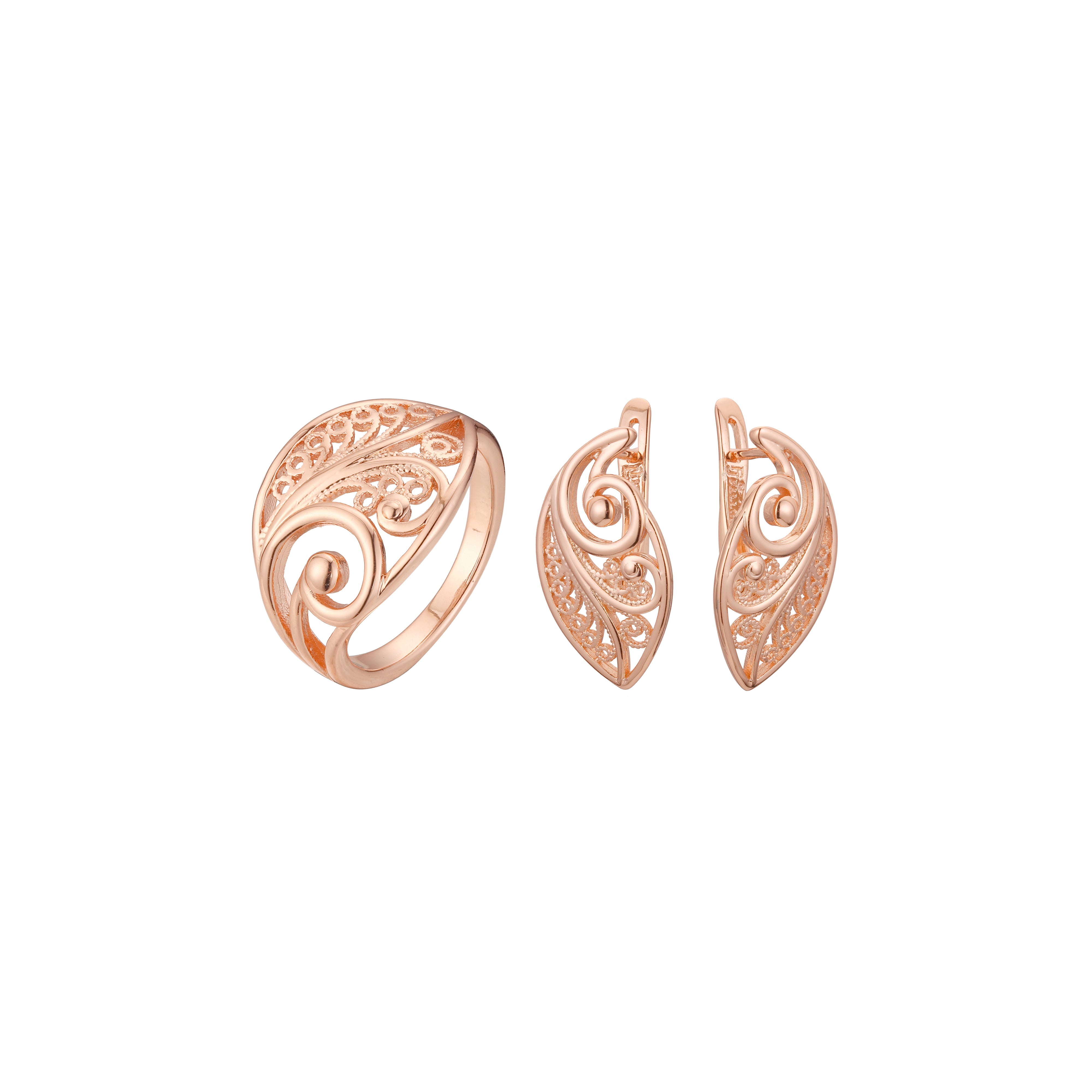 Filigranes Schmetterlingsring-Schmuckset aus Ros¨¦gold im Renaissance-Stil