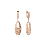 Pendientes de oro rosa texturizado con ondas ovaladas, dos tonos