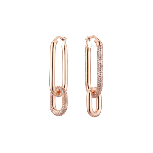 Pendientes clip aro doble en Oro de 14K, baño de Oro Rosa colores