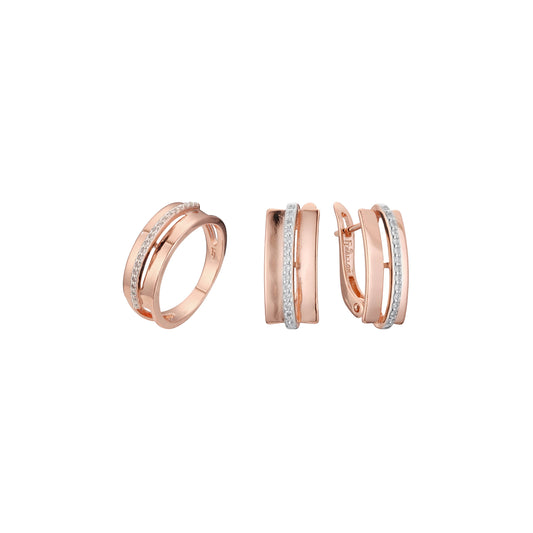 Juego de adoquines de moda de dos tonos de oro rosa