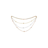 Beads long necklace plated in White Gold, 14K Gold, Rose Gold, two tone, three tone